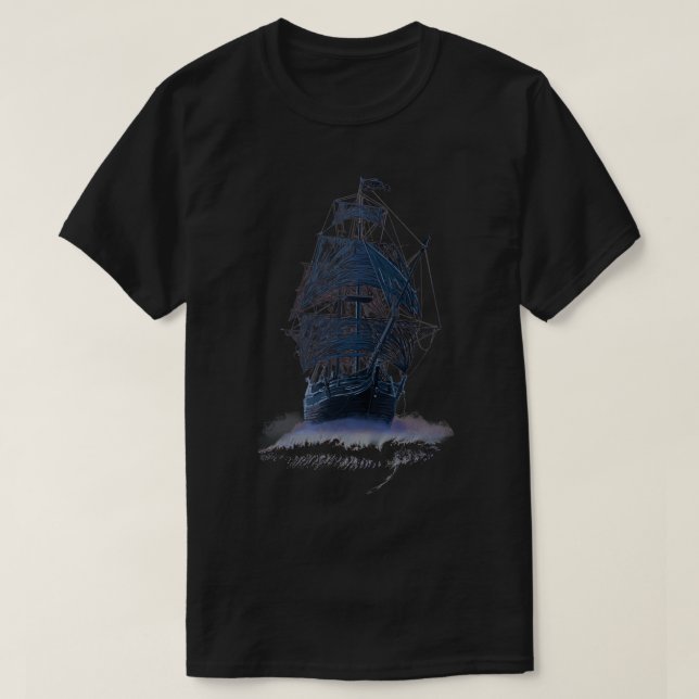 Camiseta El barco pirata fantasma por la noche (Diseño del anverso)