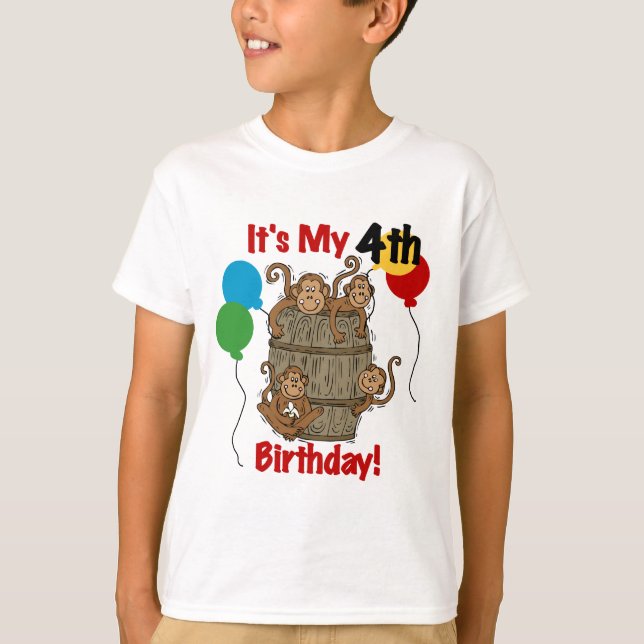 Camiseta El barril de monos 4º cumpleaños (Anverso)