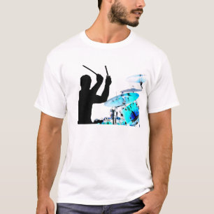 Camiseta El batería se pega en tambores invertidos del azu