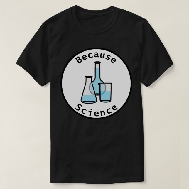 Camiseta El beaker y los frascos circulan por la ciencia (Diseño del anverso)