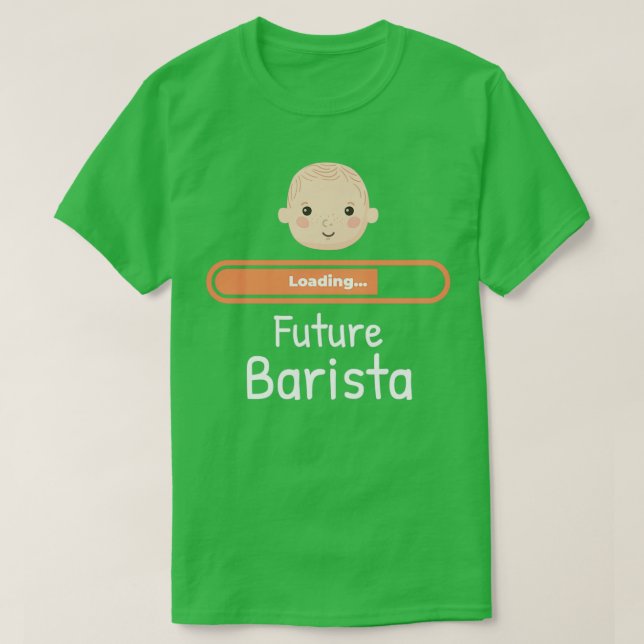 Camiseta El Bebé Carga El Embarazo De La Madre Barista En E (Diseño del anverso)
