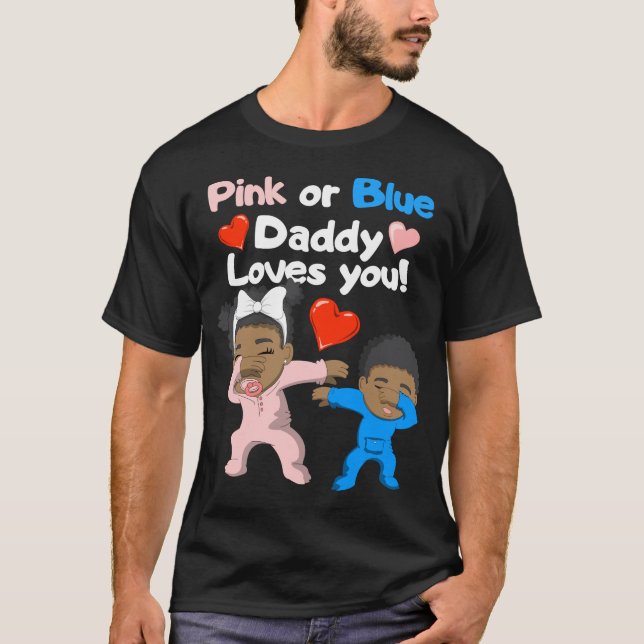 Camiseta El Bebé Negro Rosa O Papi Azul Te Ama (Anverso)