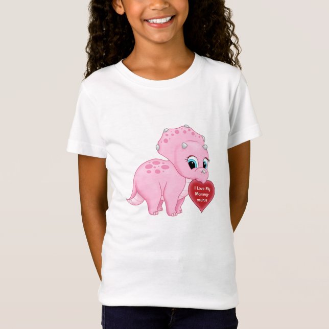 Camiseta El bebé triceratops rosa dulce ama mi corazón mami (Anverso)