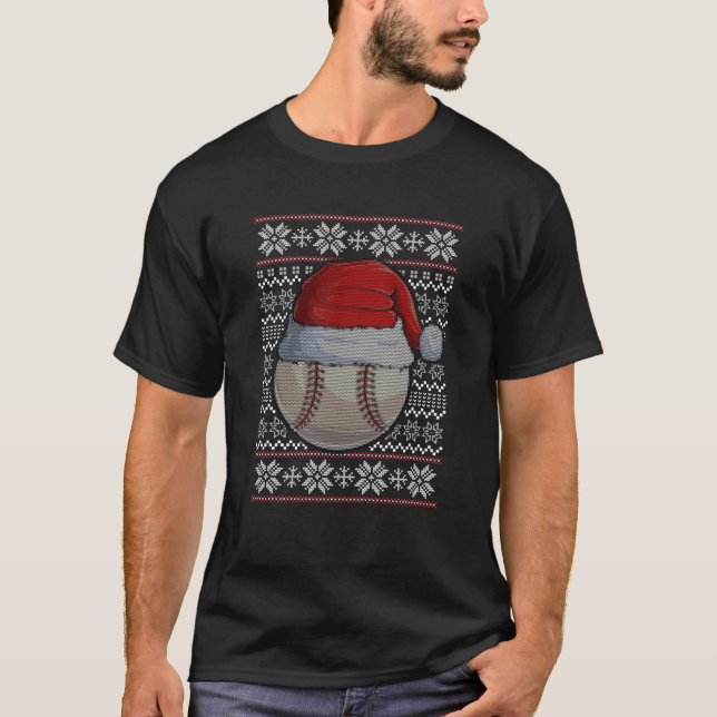 Camiseta El béisbol de Santa Hat Navidades feos L (Anverso)