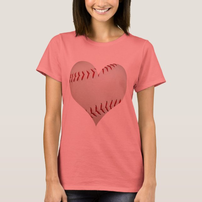 Camiseta El Béisbol Estadounidense En Forma De Corazón (Anverso)