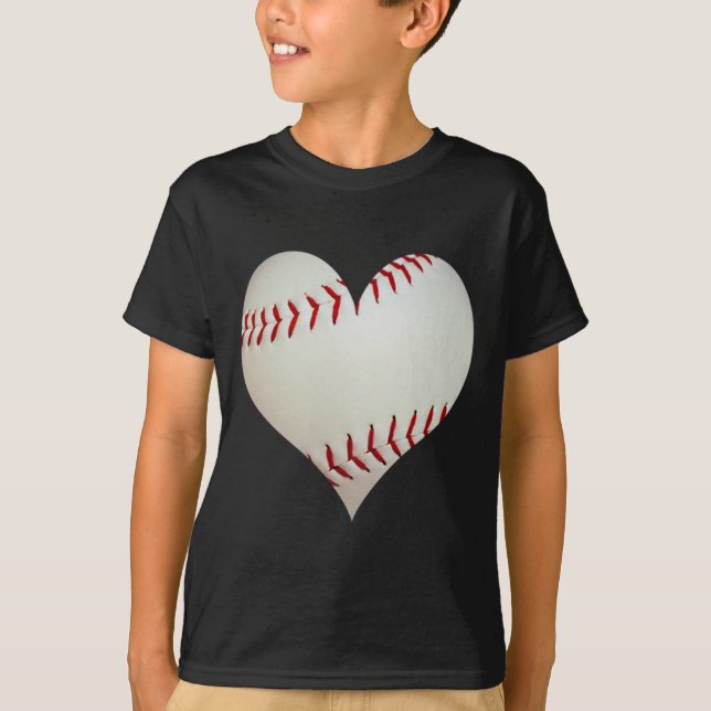 Camiseta El Béisbol Estadounidense En Forma De Corazón (Anverso)