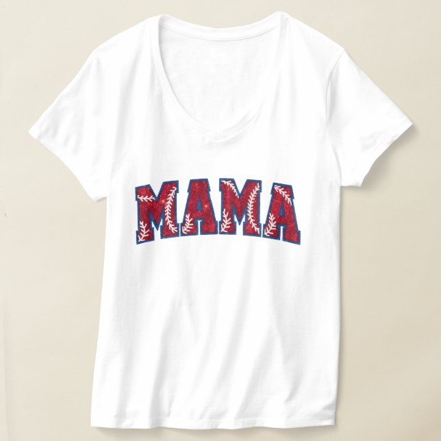 Camiseta El béisbol lindo arte de la palabra mamá (Distribución )