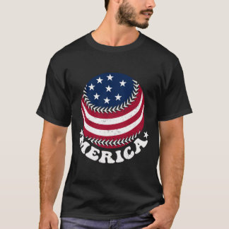 Camiseta El béisbol retro bandera de los Estados Unidos 4 d