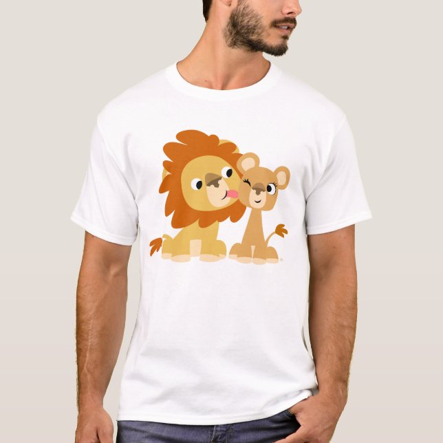 Camiseta El beso: El par lindo del león del dibujo animado (Anverso)