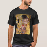 Camiseta El beso, Gustavo Klimt<br><div class="desc">El beso (Der original Kuss) fue pintado por Gustavo Klimt, y es probablemente su trabajo más famoso. Él comenzó el trabajo sobre él en 1907 y es el highpoint de su "período de oro supuesto". Representa un par, en los varios tonos del oro y de los símbolos, compartiendo un beso...</div>