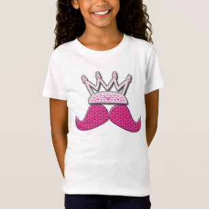 Camiseta El bigote rosado lindo impreso gotea la corona