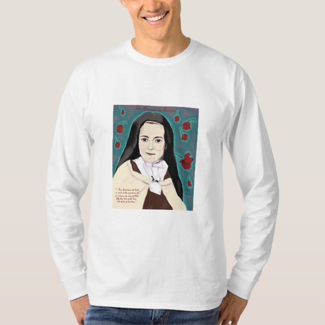 Camiseta El blanco largo-envuelto pequeña flor de la (Anverso)