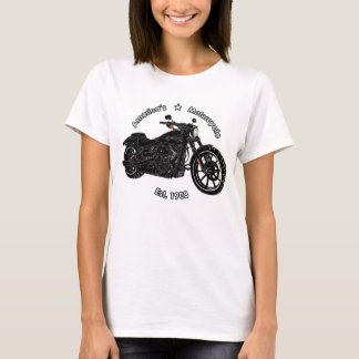 Camiseta El blanco negro de la motocicleta de Estados Unido