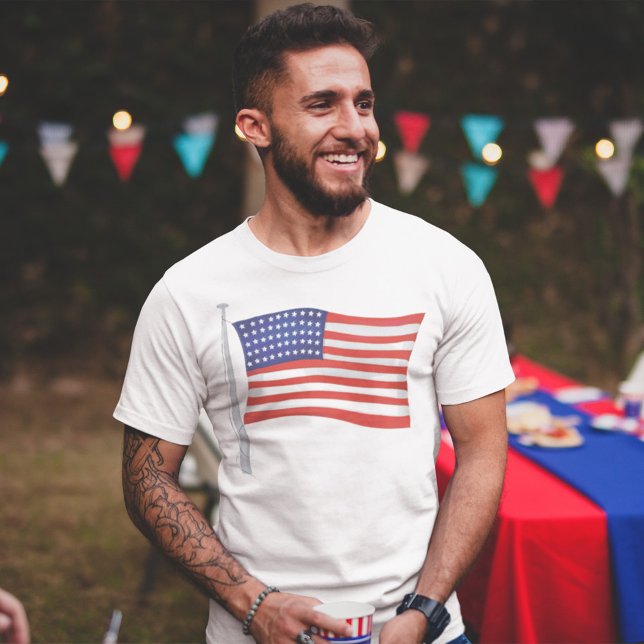 Camiseta El blanco rojo y la moda azul de los hombres patri (Subido por el creador)