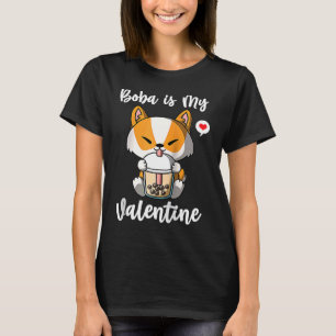 Camiseta El Boba Tea es mi Corgi Perro de San Valentín Anti