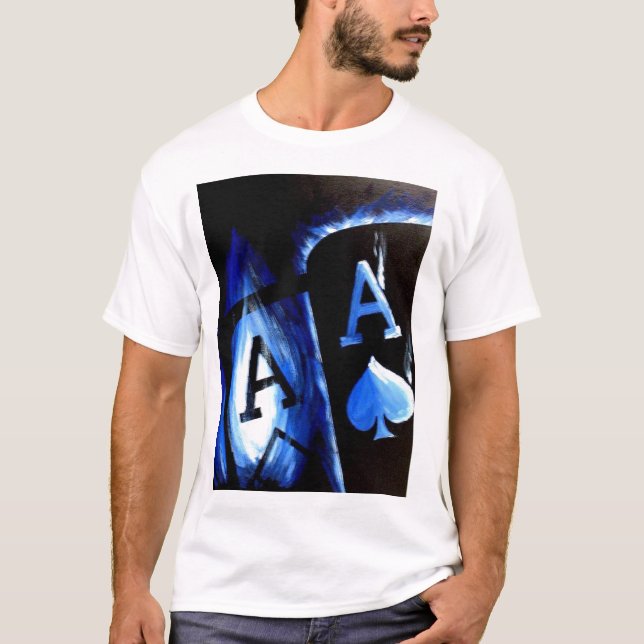 Camiseta El bolsillo de la llama azul del arte del póker (Anverso)