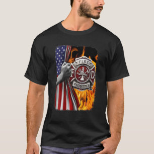 Camiseta El bombero bandera estadounidense Patriota de Jesú
