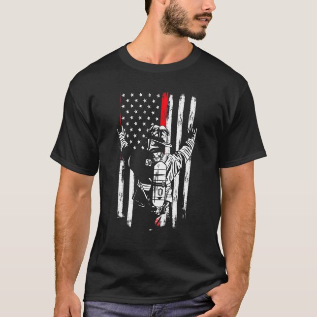 Camiseta El bombero delgado de la línea roja Estados Unidos (Anverso)