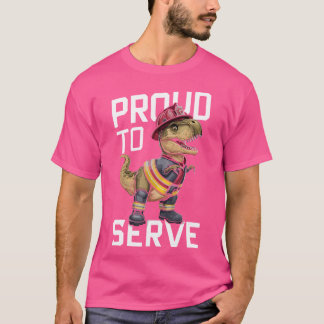 Camiseta El bombero Dinosaur T Rex Batallando llamas