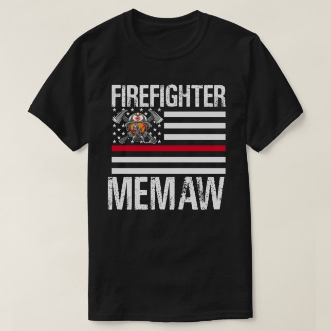Camiseta El bombero MEMAW apoya la delgada línea roja de la (Diseño del anverso)