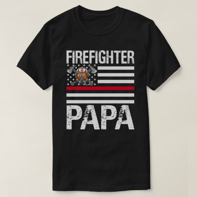 Camiseta El bombero PAPA apoya la delgada línea roja de la  (Diseño del anverso)