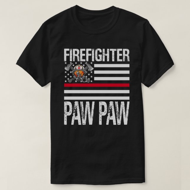 Camiseta El bombero PAW PAW apoya la delgada línea roja US  (Diseño del anverso)