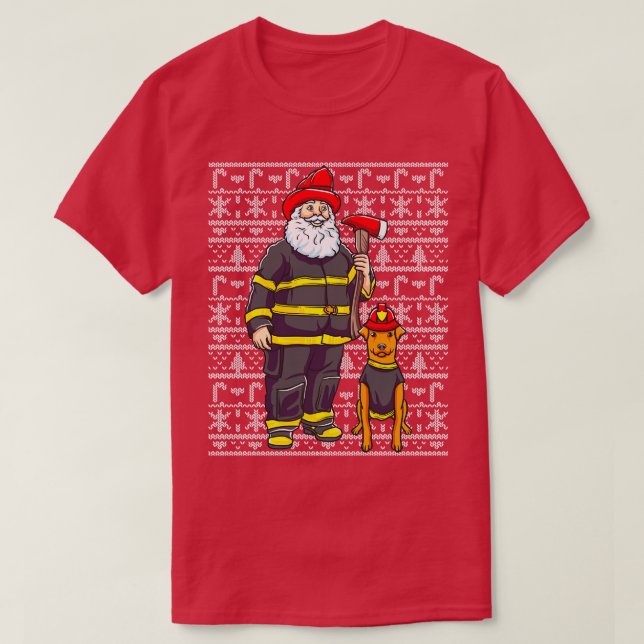 Camiseta El bombero Santa Claus engaña a los Navidades (Diseño del anverso)