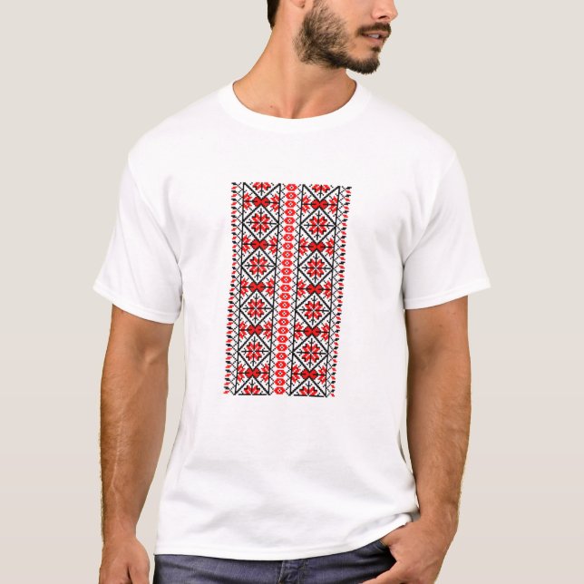 Camiseta El bordado ucraniano Vyshyvanka imprimió etnia pop (Anverso)
