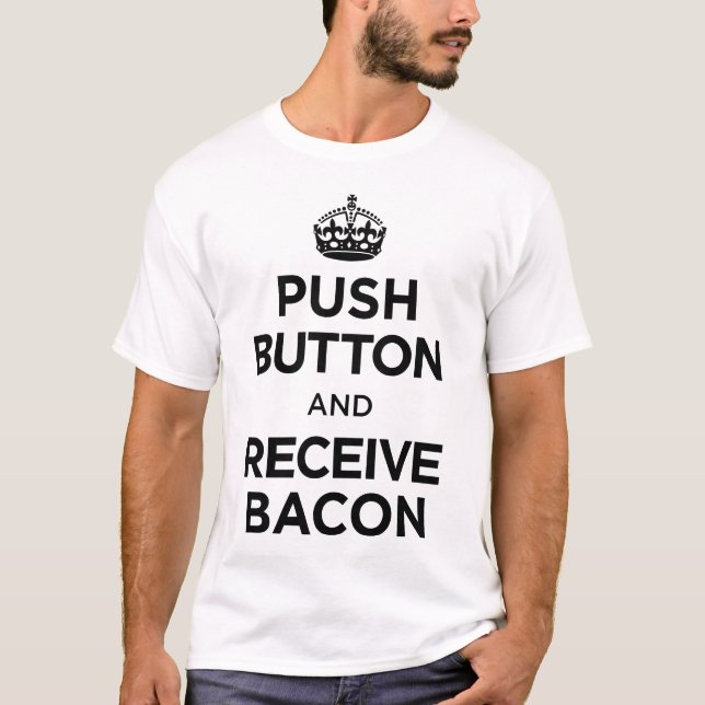Camiseta El botón recibe el tocino - guarde la parodia (Anverso)