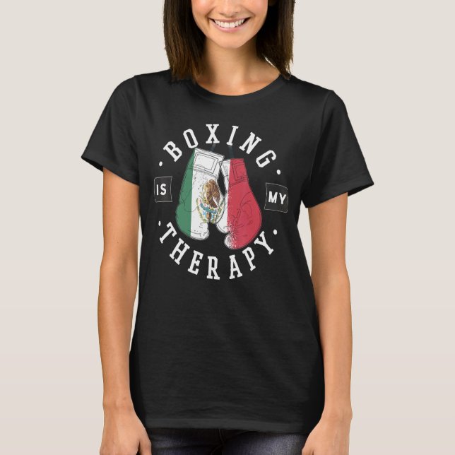 Camiseta El Boxeo Es Mi Terapia México El Guante De Boxeo M (Anverso)
