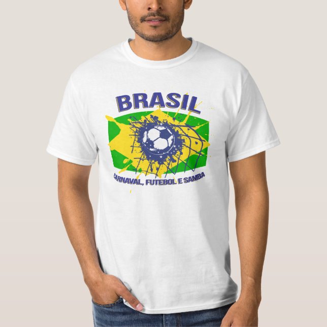 Camiseta El Brasil Carnaval, samba de Futebol e se divierte (Anverso)