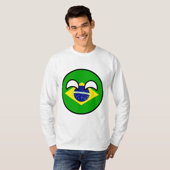 Camiseta El Brasil Geeky que tiende divertido Countryball (Anverso completo)