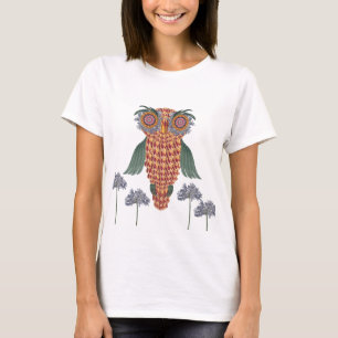 Camiseta El búho de la sabiduría y las flores