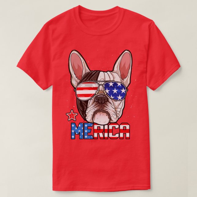 Camiseta El Bulldog francés Merica 4 de julio T Hombres Per (Diseño del anverso)