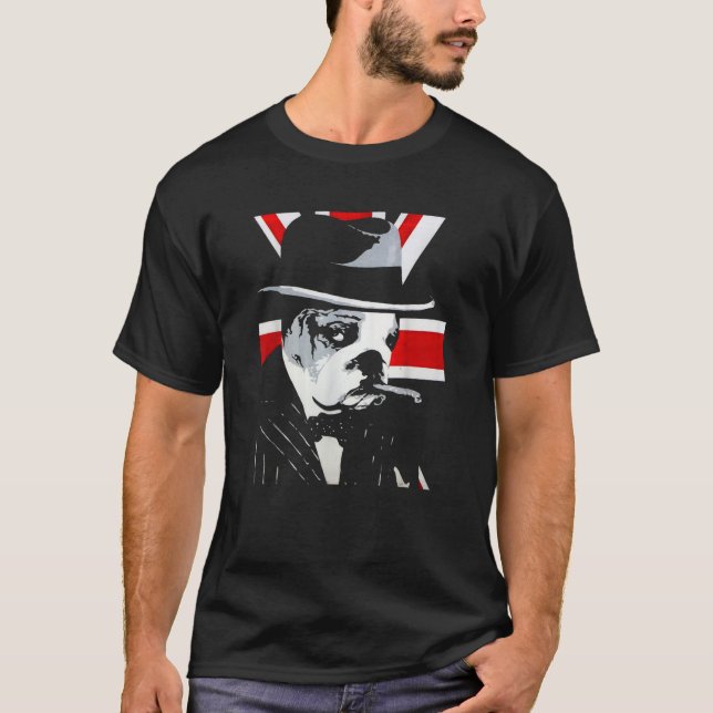 Camiseta El Bulldog inglés gracioso fumar cigarro al padre  (Anverso)