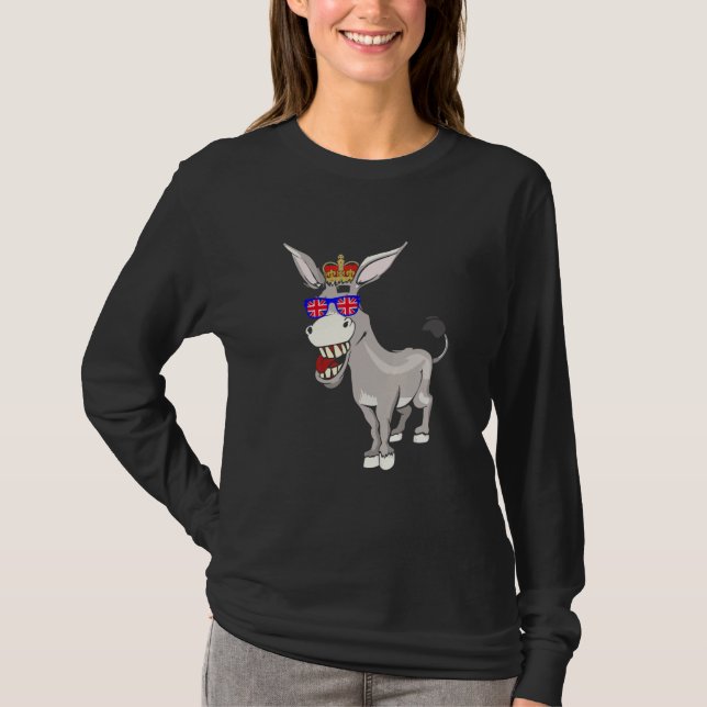 Camiseta El burro lleva gafas de sol y la corona Inglaterra (Anverso)