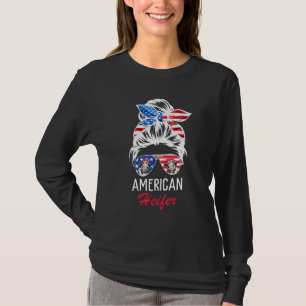 Camiseta El Cabello Desordenado De La Heifer Estadounidense