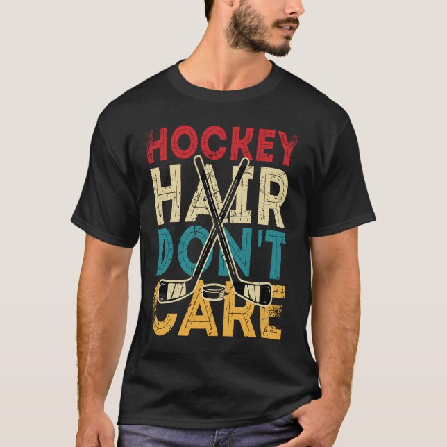 Camiseta El cabello divertido de hockey no le importa el vi (Anverso)