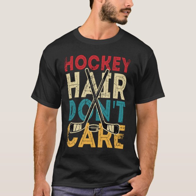 Camiseta El cabello divertido de hockey no le importa el vi (Anverso)