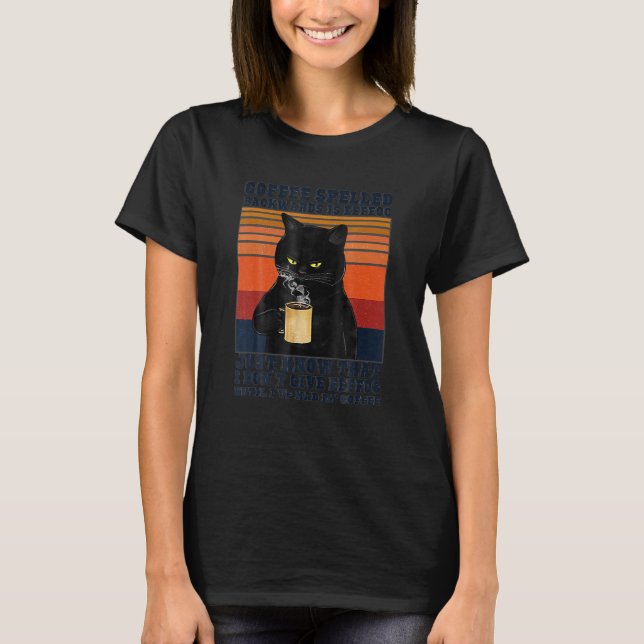 Camiseta El Café De Gato Negro, Provocado Hacia Atrás, Es E (Anverso)