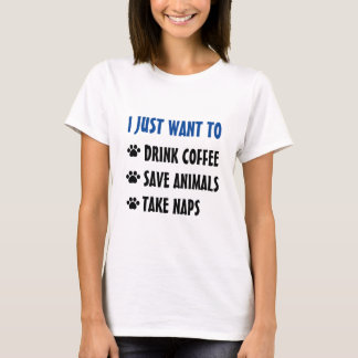 Camiseta El café de la bebida, animales de la reserva, toma