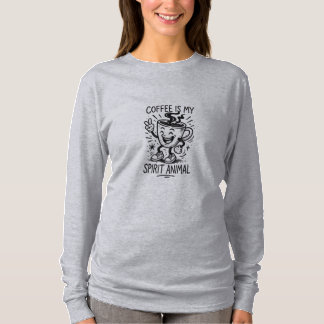 Camiseta El café es la manga larga de mi espíritu animal