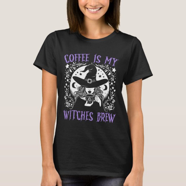 Camiseta El café es mi bruja engendran retro Halloween Witc (Anverso)
