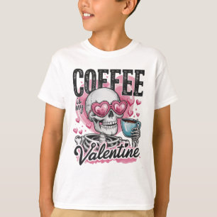 Camiseta El Café Es Mi Cof De Valentine Skeleton Que Toma C