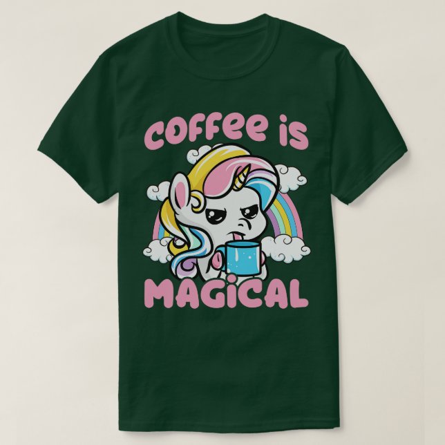 Camiseta El Café Es Una Cafeína Magica Unicornio (Diseño del anverso)