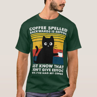 Camiseta El café escrito hacia atrás es Eeffoc - negro grac