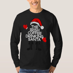 Camiseta El café irlandés que bebe Santa Funny Whiskey Chri