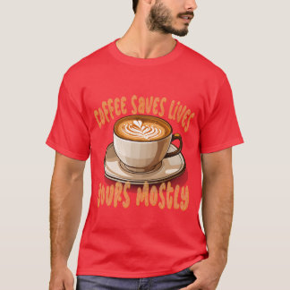 Camiseta El café salva vidas la tuya principalmente Chistos