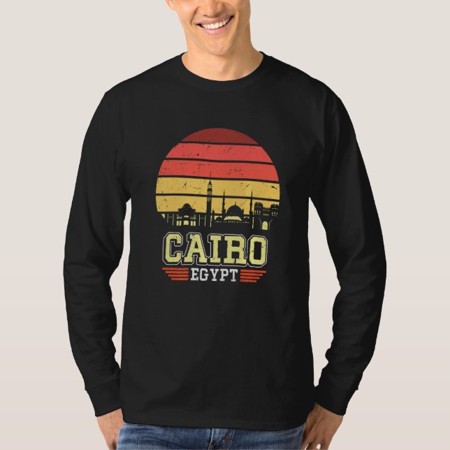 Camiseta El Cairo Egipto: la vieja línea de sol retro (Anverso)
