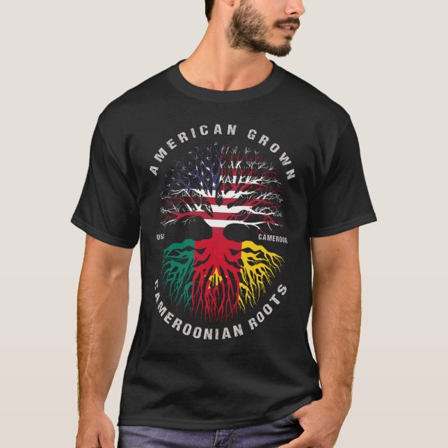 Camiseta El camerunés americano creció y rota la bandera de (Anverso)